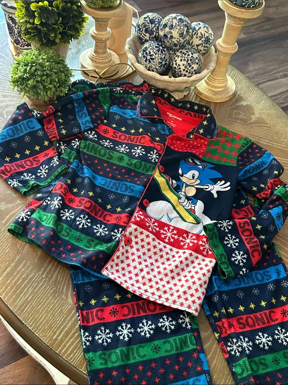 Kids Nintendo Sega Sonic the Hedgehog Winter Holiday Pajama Set